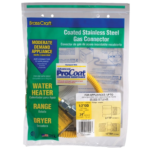 Brasscraft GAS CNCT 1/2MX1/2F 24""L CSSD5424 P Zoro